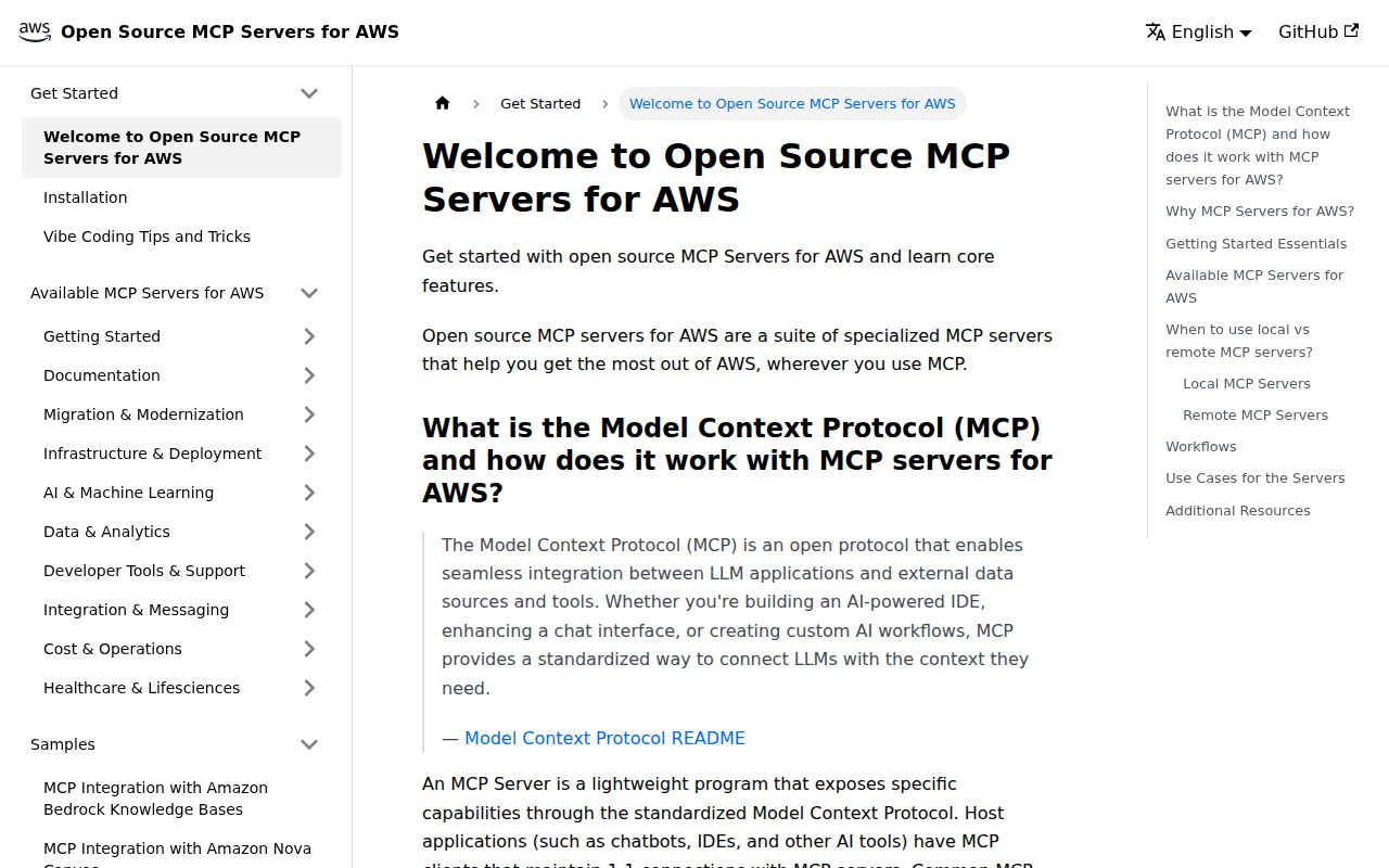 Screenshot of mcp (awslabs.github.io/mcp)