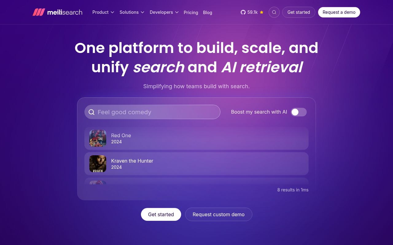 Screenshot of meilisearch (www.meilisearch.com)