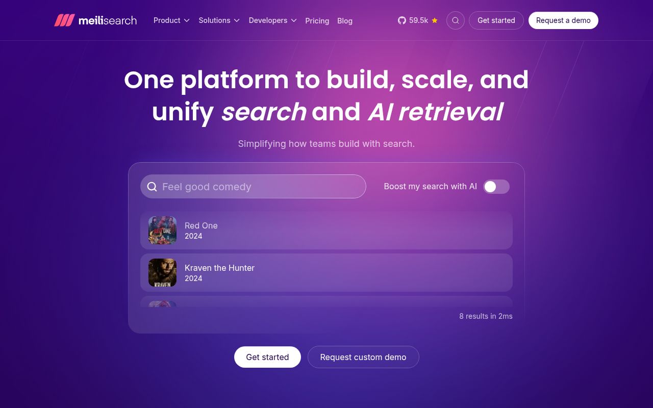 Screenshot of meilisearch (www.meilisearch.com)