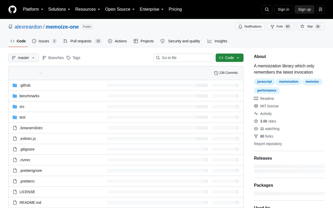 Screenshot of memoize-one documentation