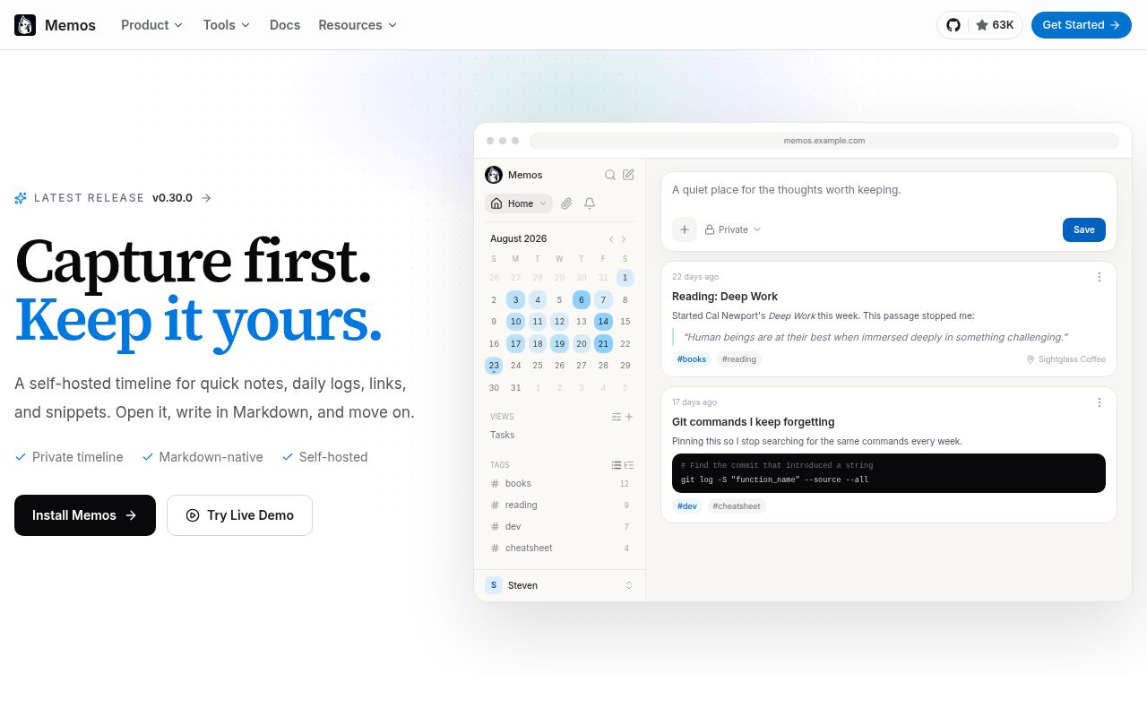 Screenshot of memos (usememos.com)