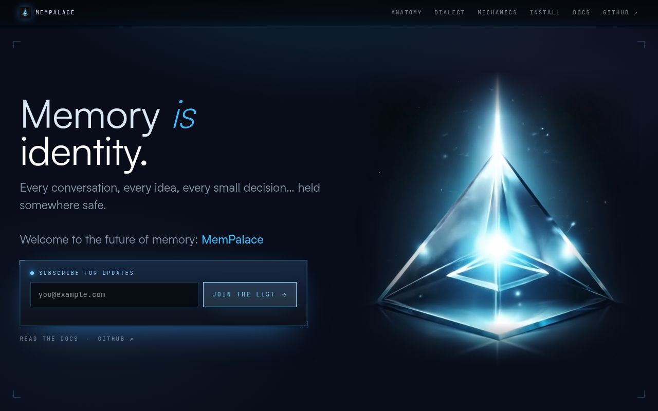 Screenshot of mempalace (mempalaceofficial.com)