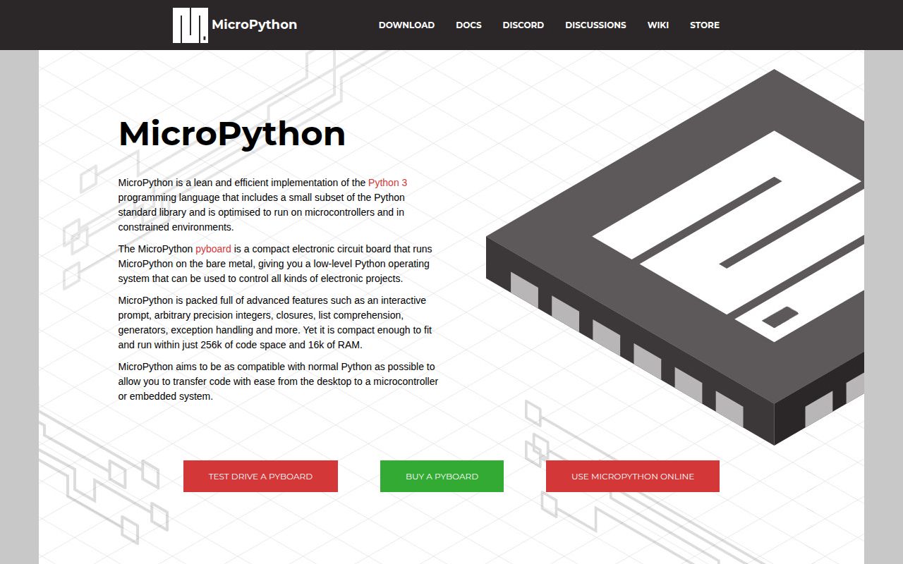 Screenshot of micropython (micropython.org)
