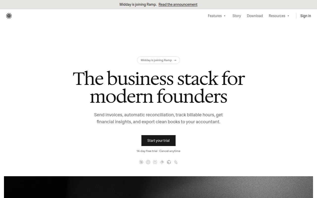 Screenshot of midday (midday.ai)