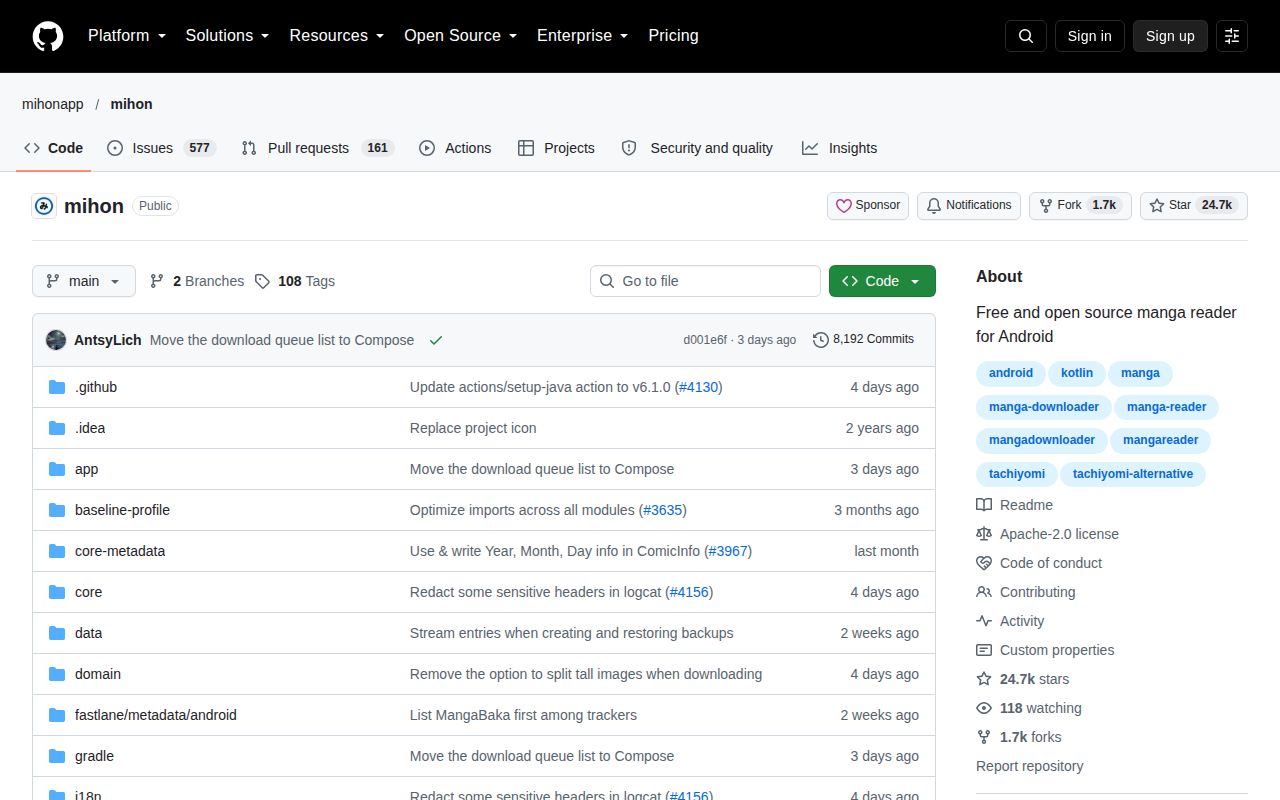 Screenshot of mihon (github.com/mihonapp/mihon)