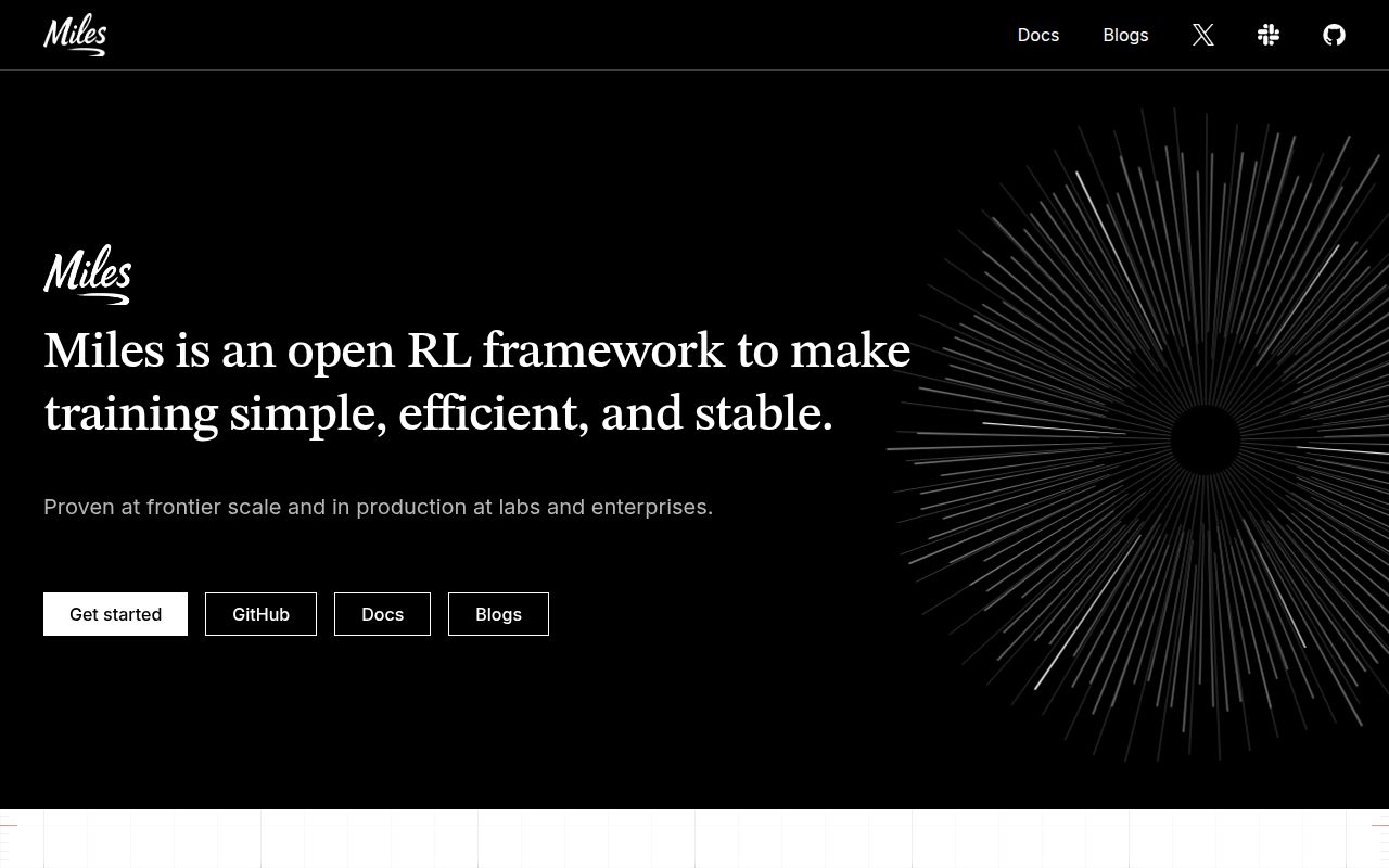 Screenshot of miles (miles.radixark.com)