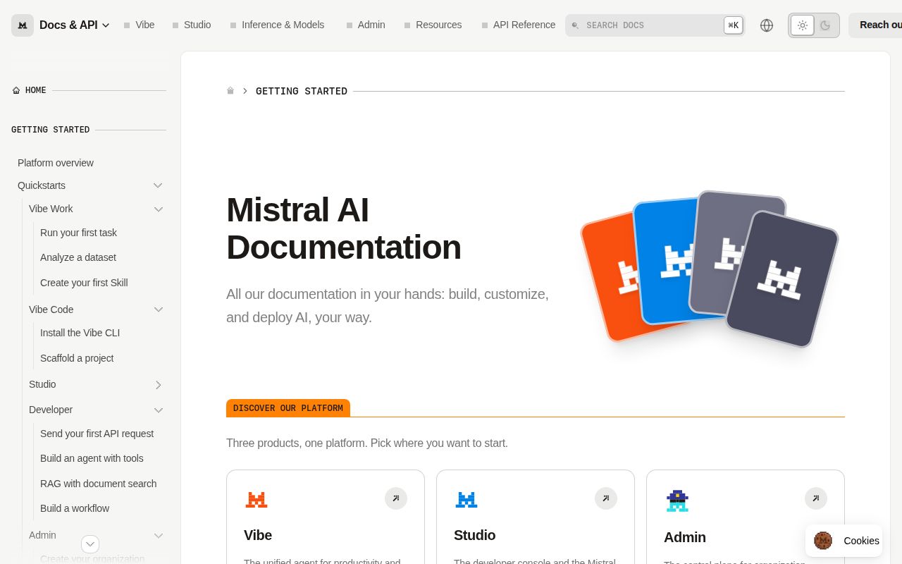 Screenshot of mistralai documentation