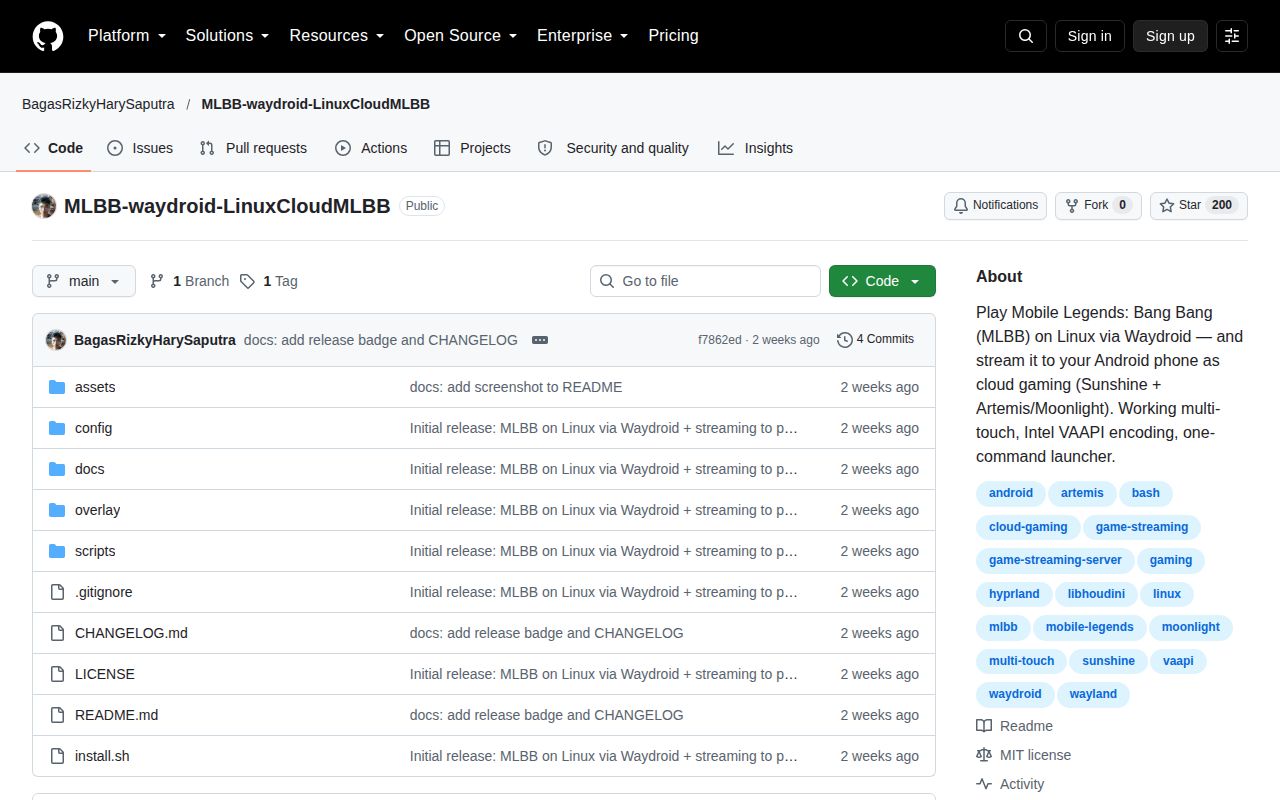 Screenshot of MLBB-waydroid-LinuxCloudMLBB (github.com/BagasRizkyHarySaputra/MLBB-waydroid-LinuxCloudMLBB)