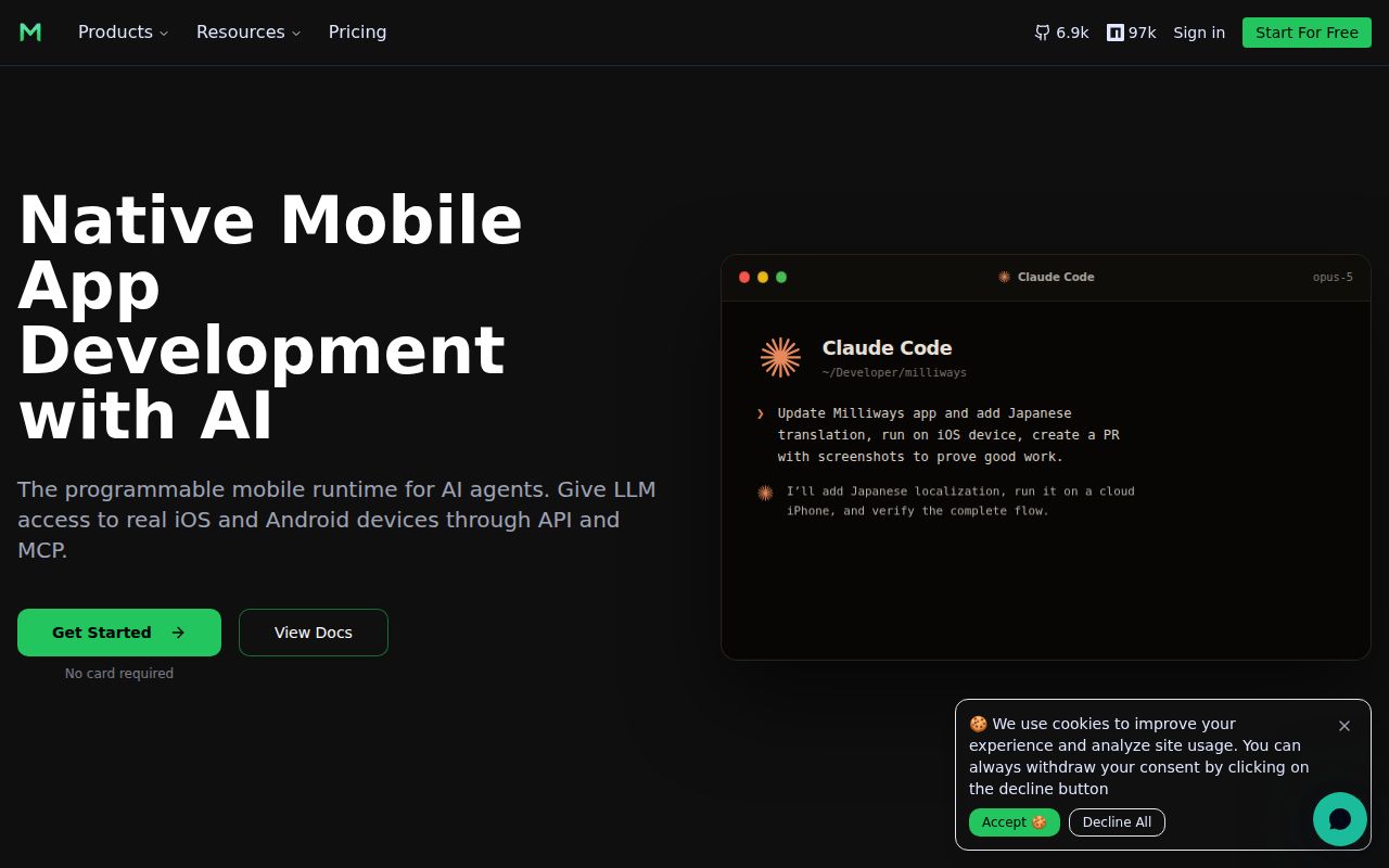 Screenshot of mobile-mcp (mobilenext.ai)
