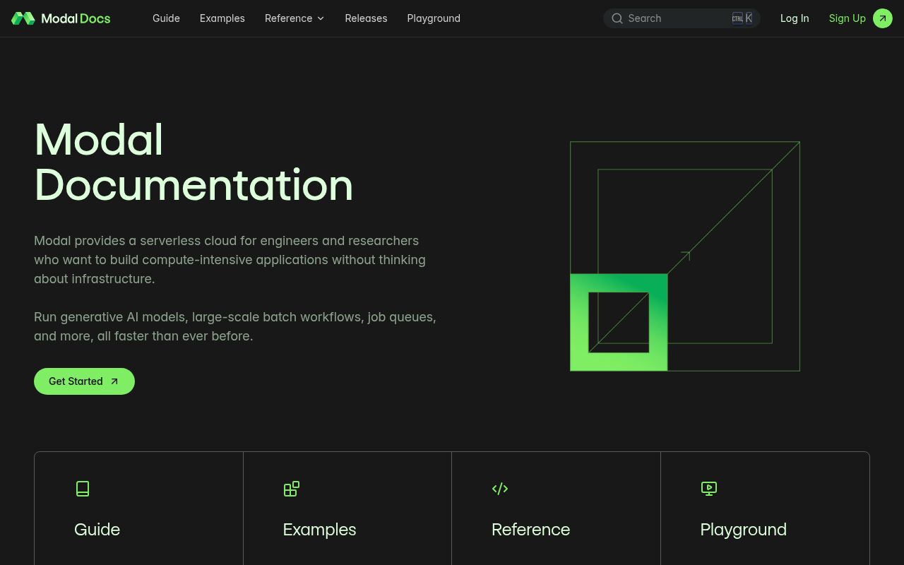 Screenshot of modal documentation