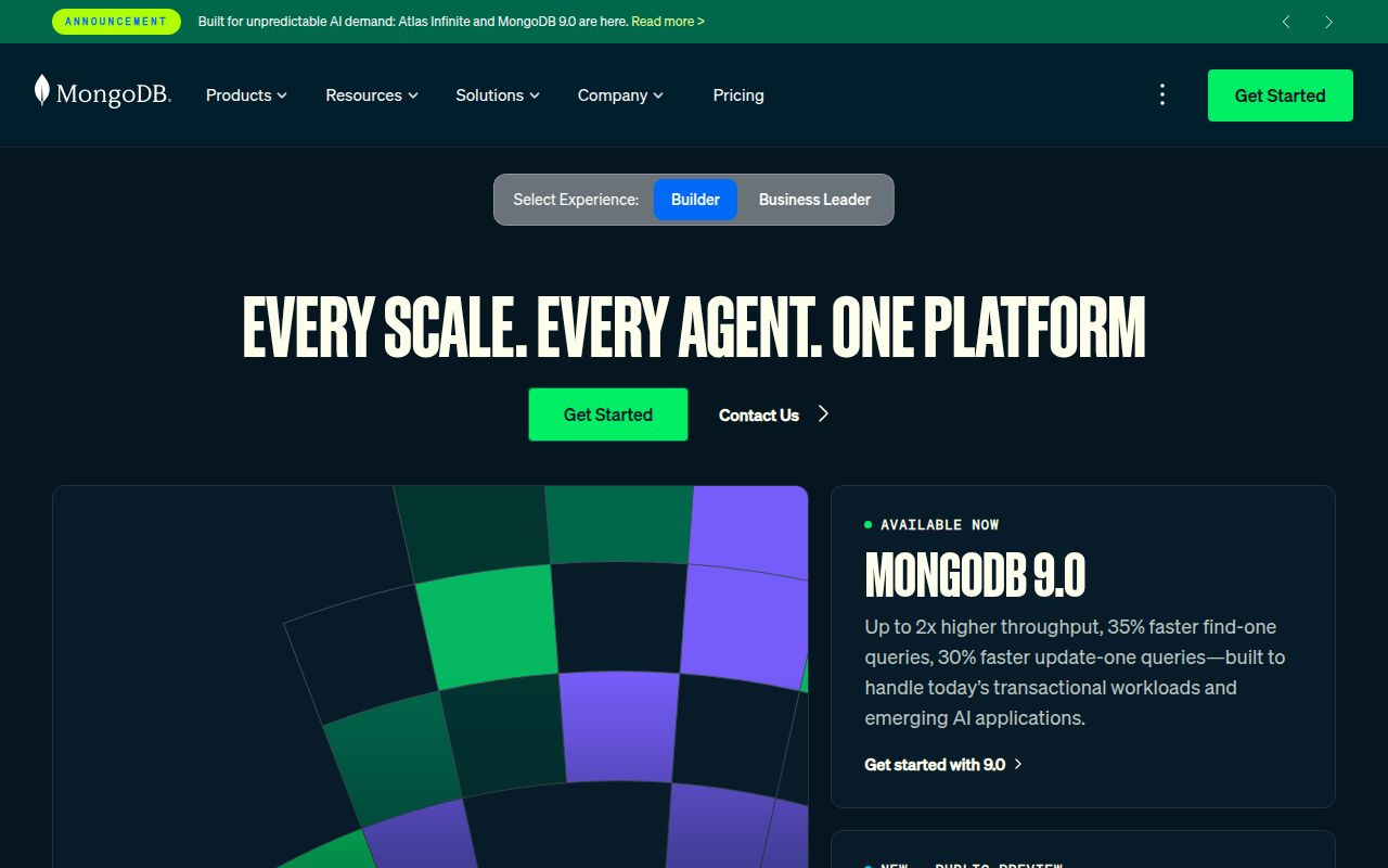 Screenshot of mongo (www.mongodb.com)