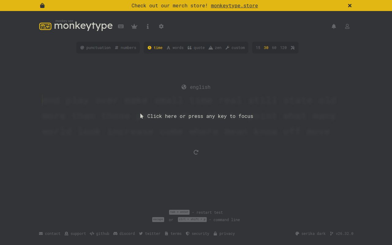 Screenshot of monkeytype (monkeytype.com)