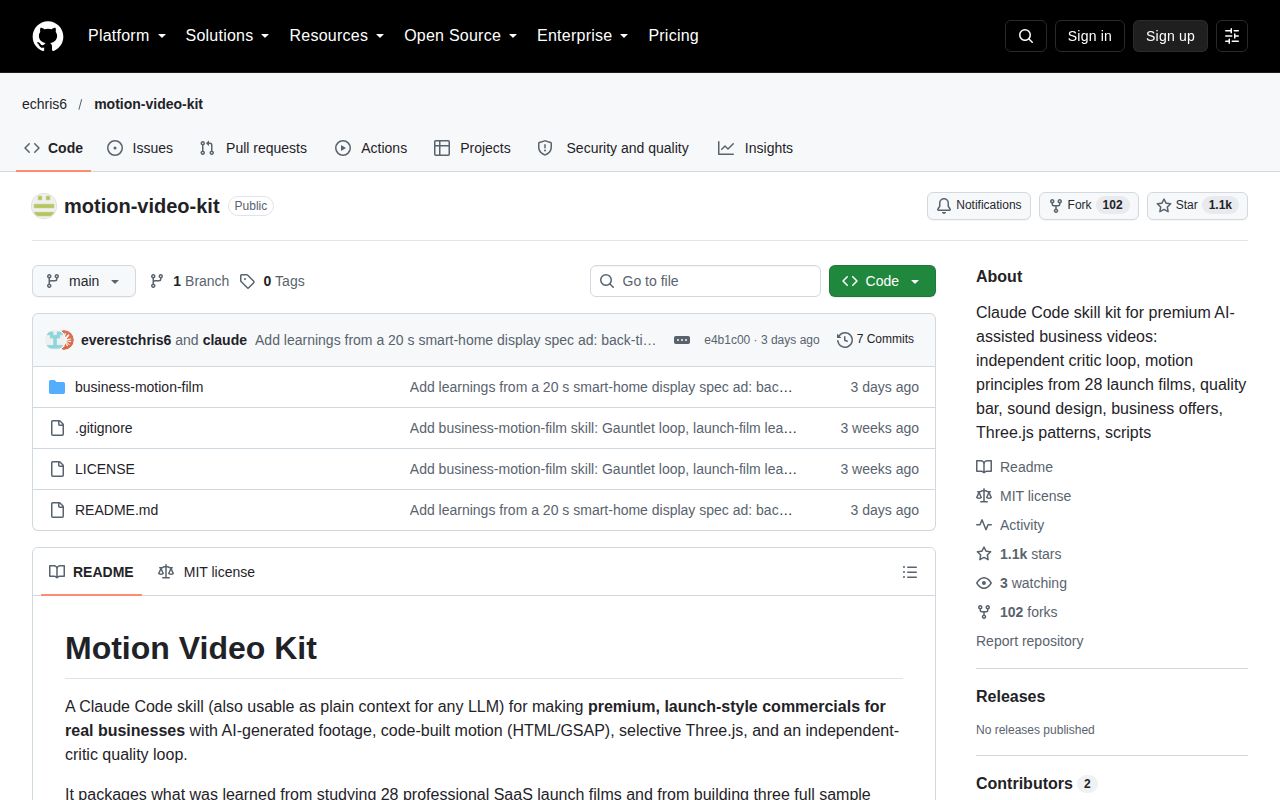 Screenshot of motion-video-kit (github.com/echris6/motion-video-kit)