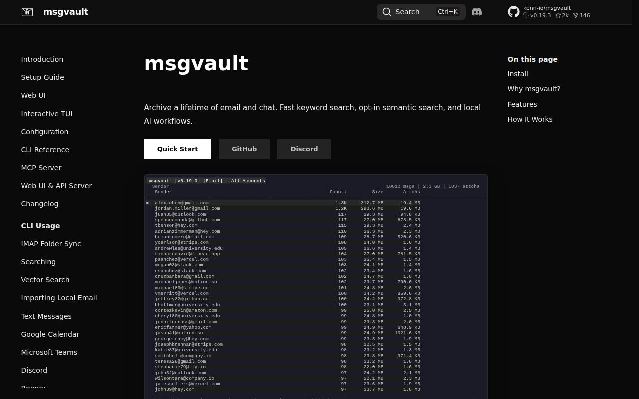 Screenshot of msgvault (msgvault.io)