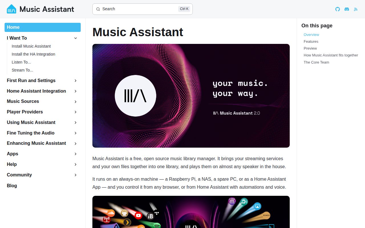 Screenshot of server (music-assistant.io)