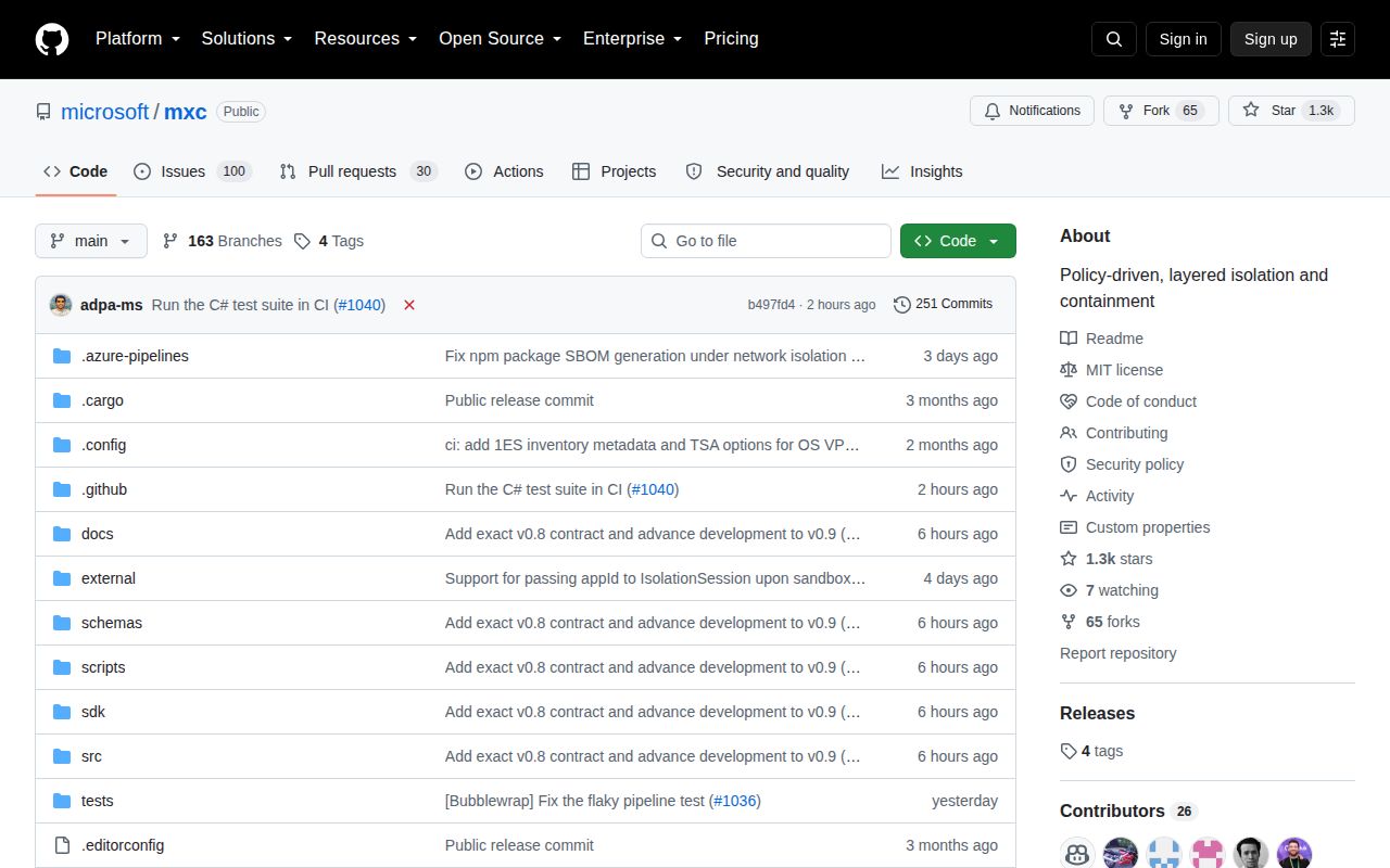 Screenshot of mxc (github.com/microsoft/mxc)