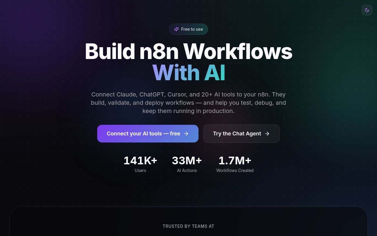 Screenshot of n8n-mcp (www.n8n-mcp.com)