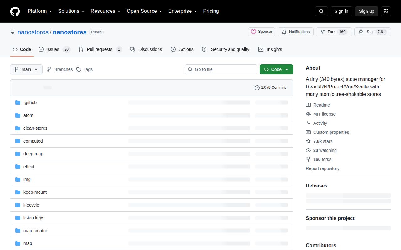 Screenshot of nanostores documentation