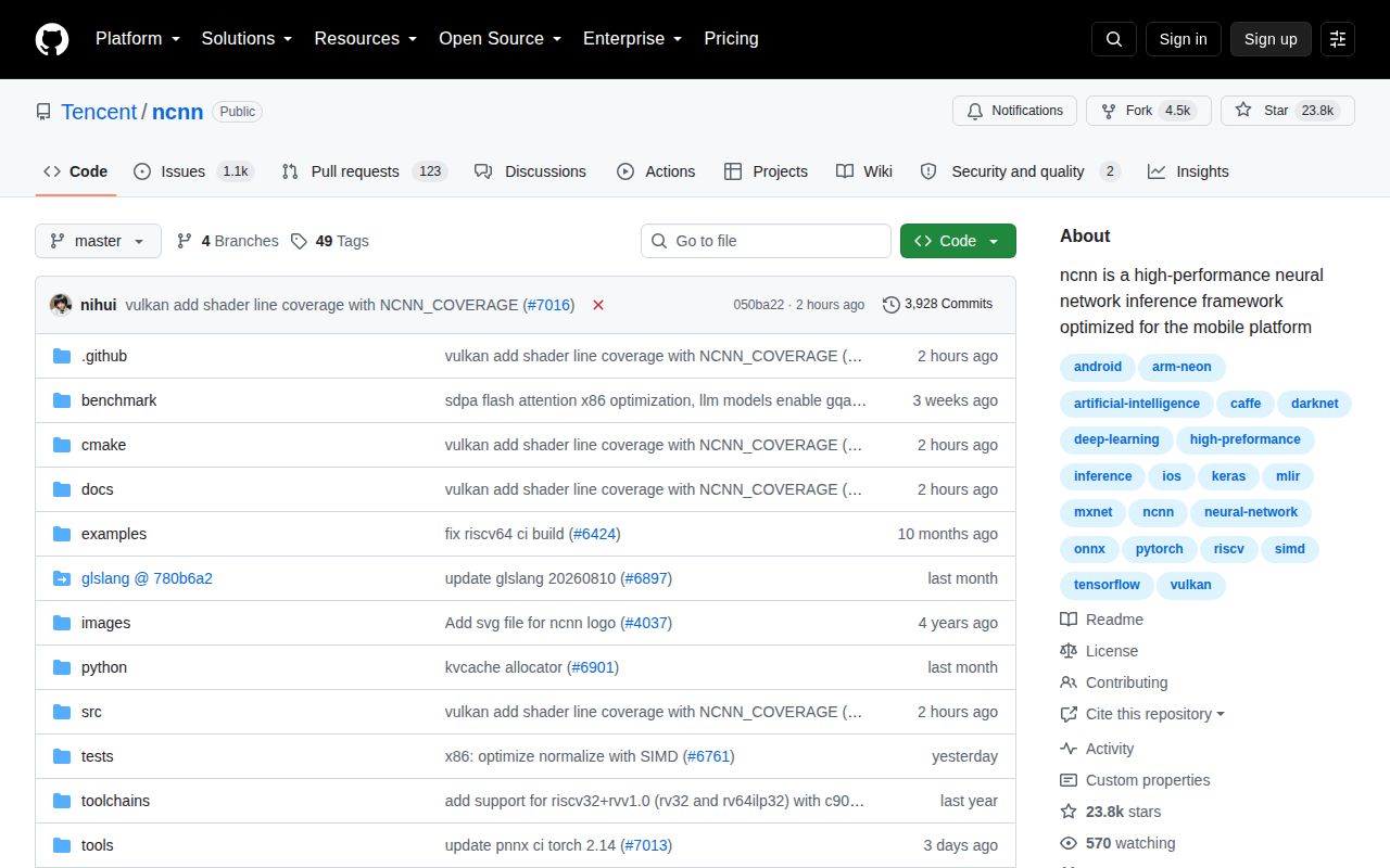 Screenshot of ncnn (github.com/Tencent/ncnn)