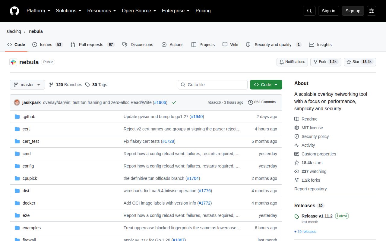 Screenshot of nebula (github.com/slackhq/nebula)