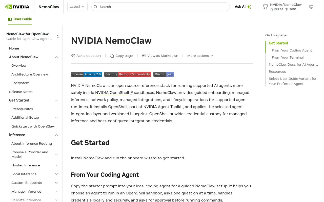 Screenshot of NemoClaw (docs.nvidia.com/nemoclaw/latest)