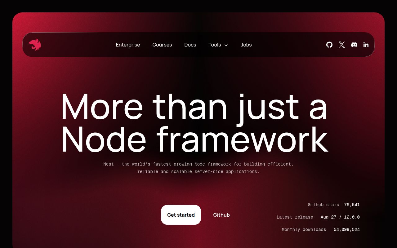 Screenshot of nest (nestjs.com)