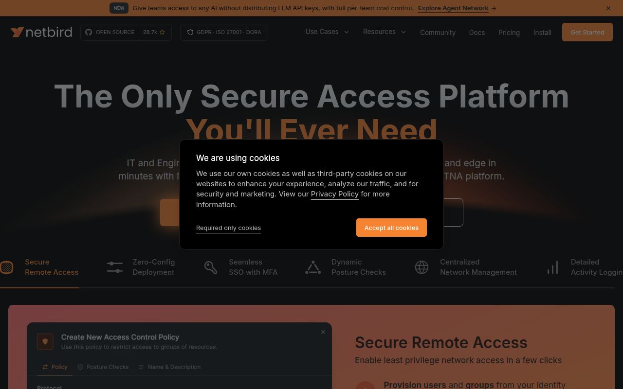 Screenshot of netbird (netbird.io)