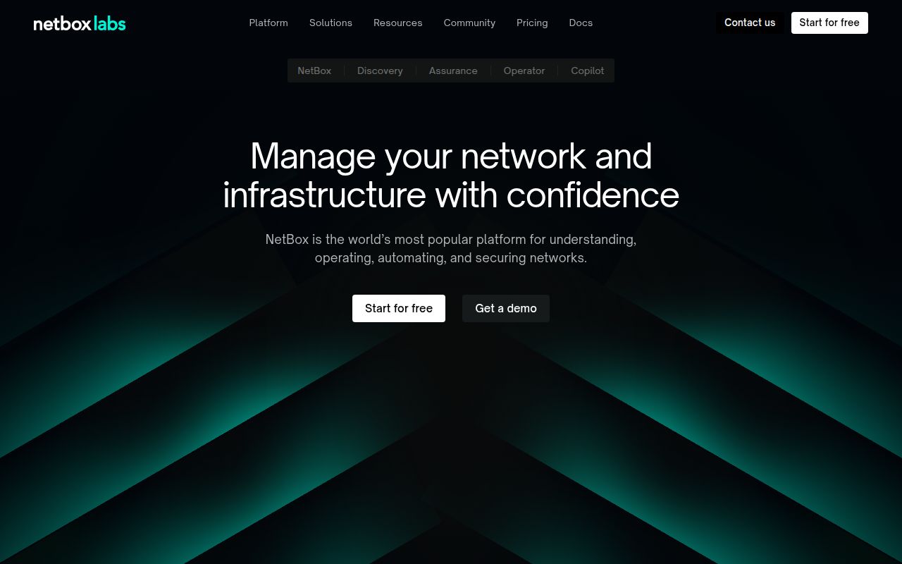 Screenshot of netbox (netboxlabs.com/products/netbox)