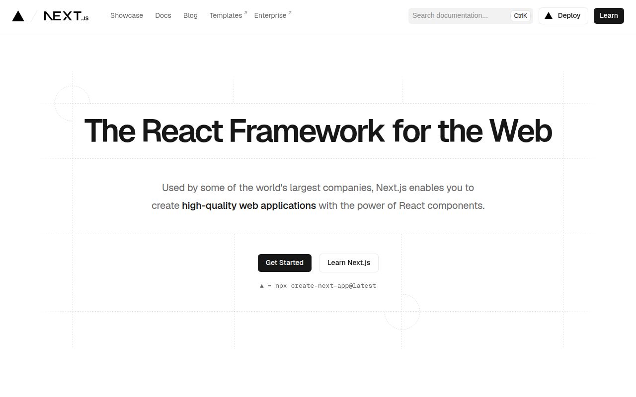 Screenshot of next.js (nextjs.org)