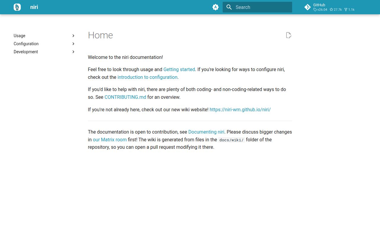 Screenshot of niri (niri-wm.github.io/niri)