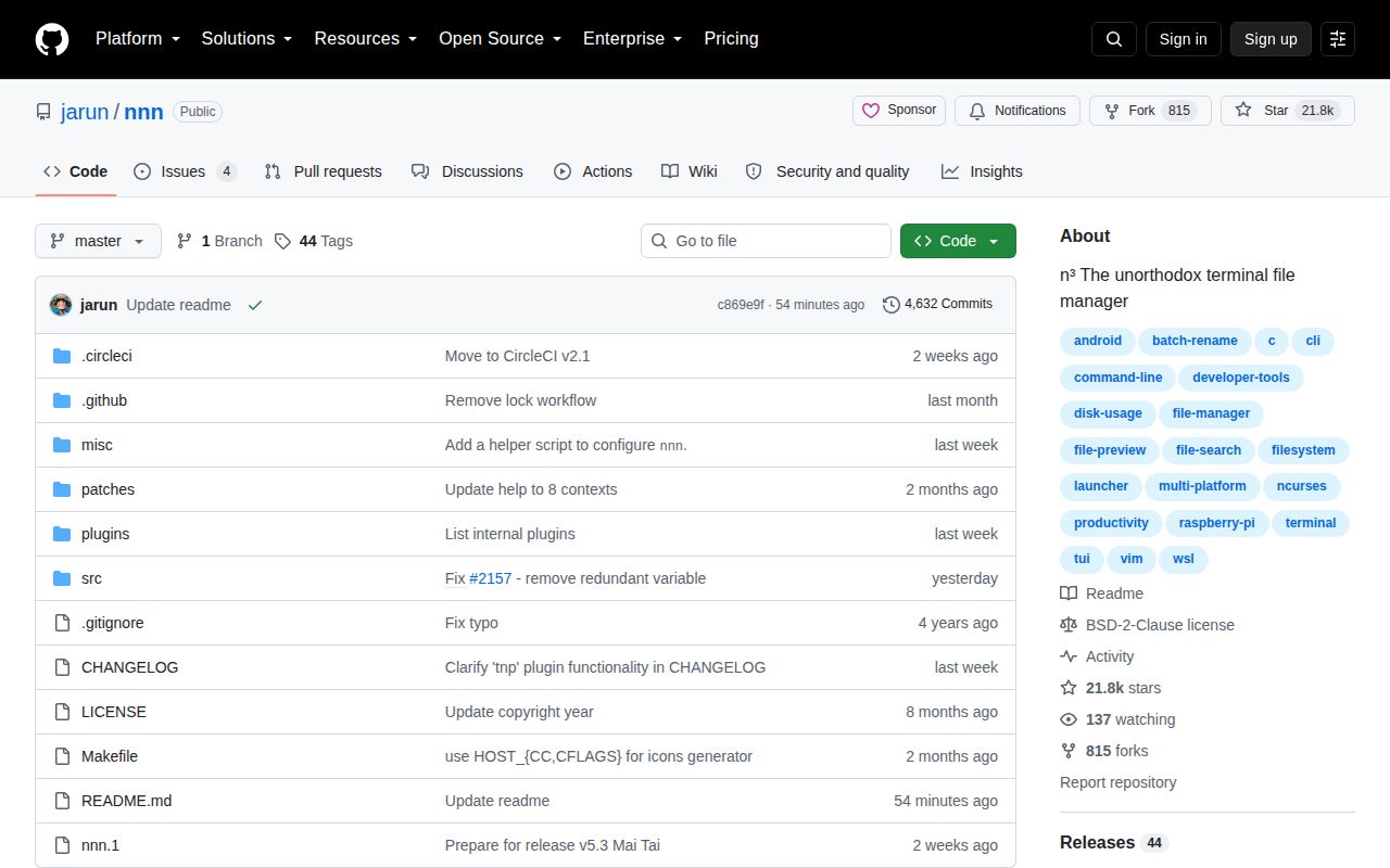 Screenshot of nnn (github.com/jarun/nnn)
