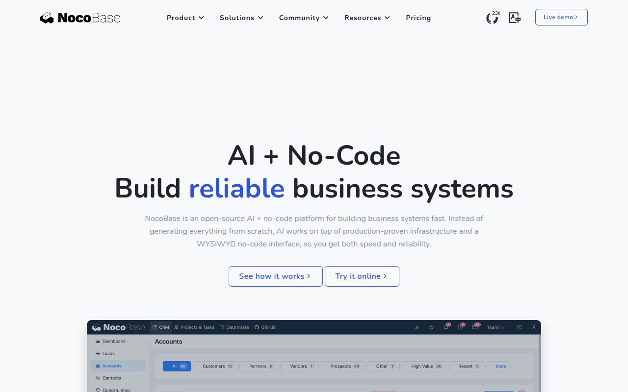 Screenshot of nocobase (www.nocobase.com)
