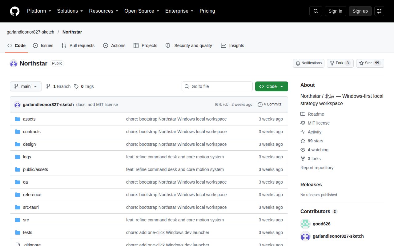 Screenshot of Northstar (github.com/garlandleonor827-sketch/Northstar)