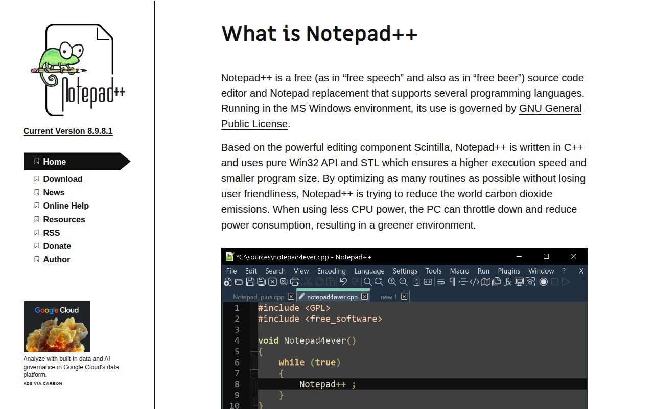 Screenshot of notepad-plus-plus (notepad-plus-plus.org)