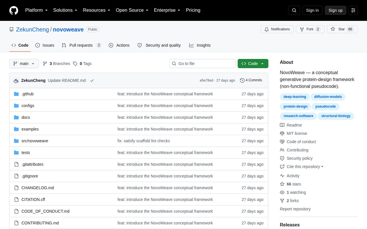 Screenshot of novoweave (github.com/ZekunCheng/novoweave)