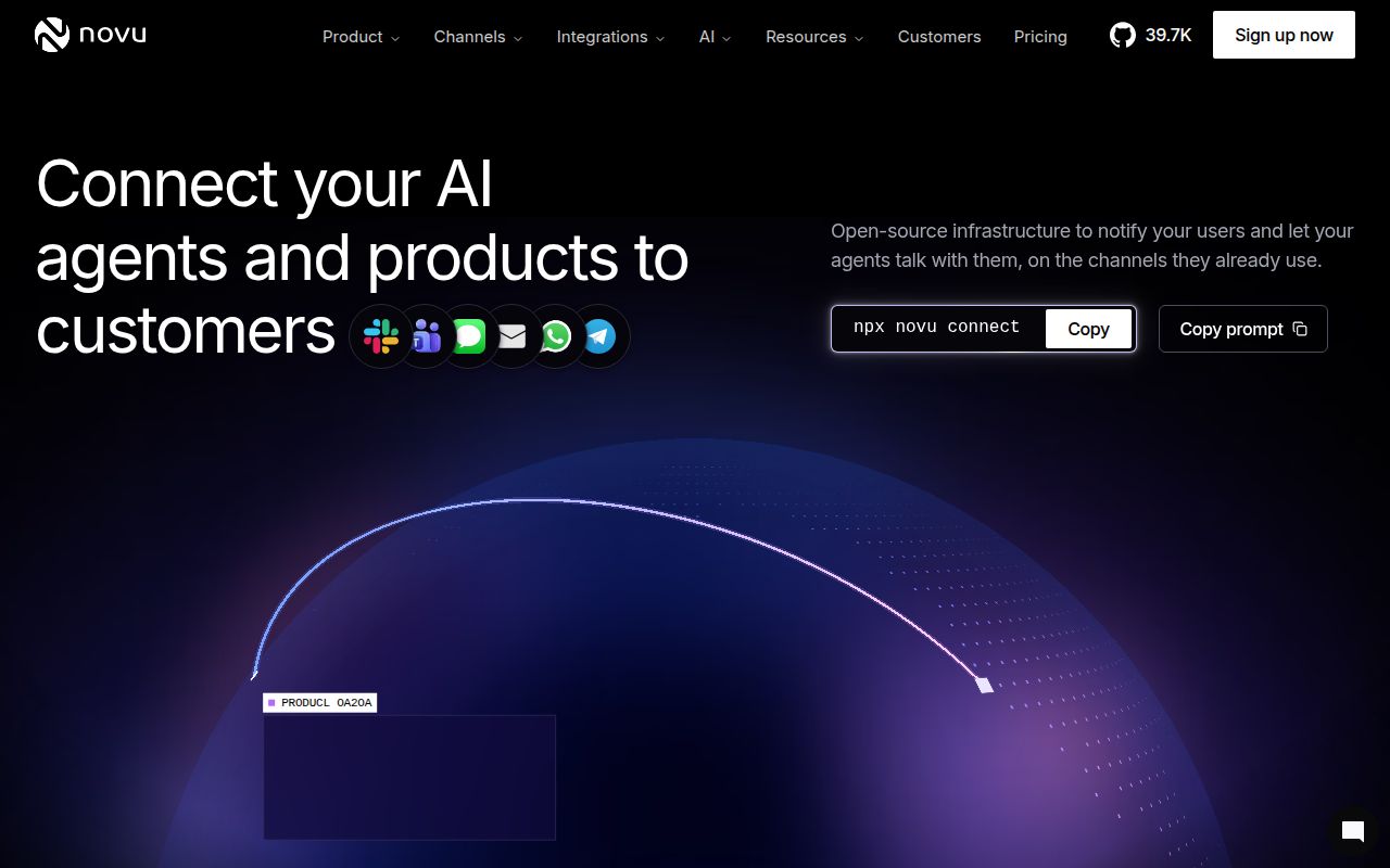 Screenshot of novu (go.novu.co/github)