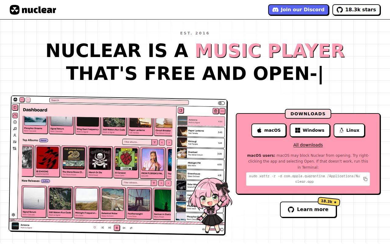 Screenshot of nuclear (nuclearplayer.com)