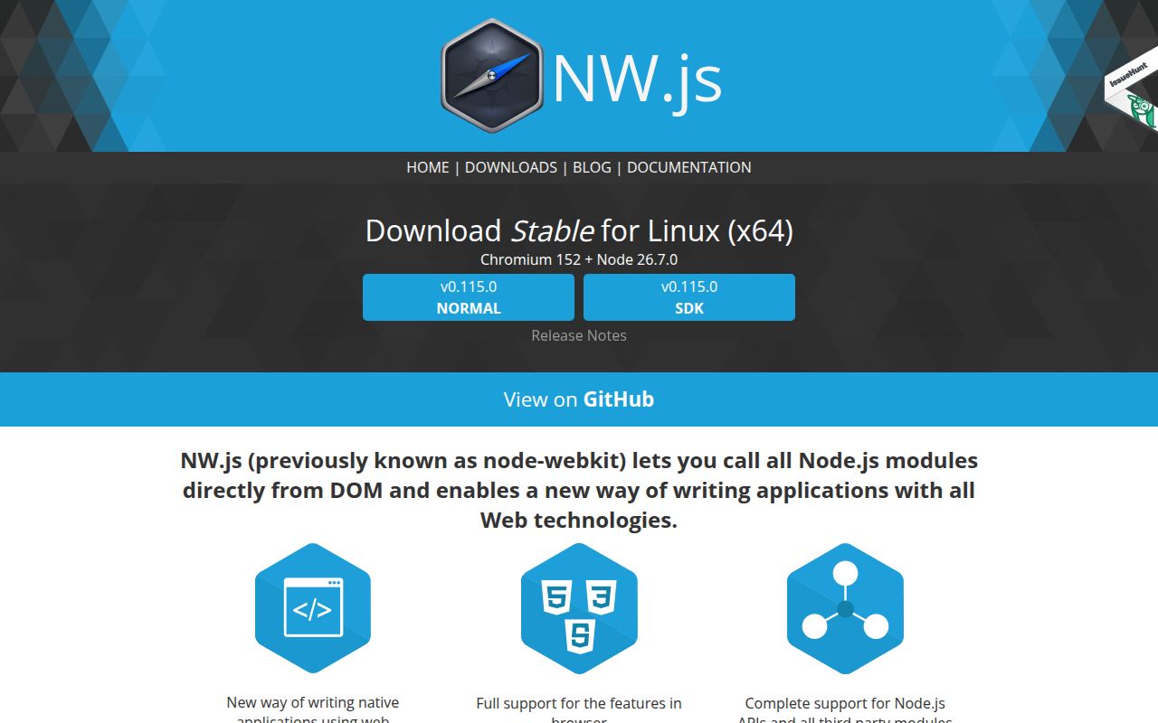 Screenshot of nw.js (nwjs.io)