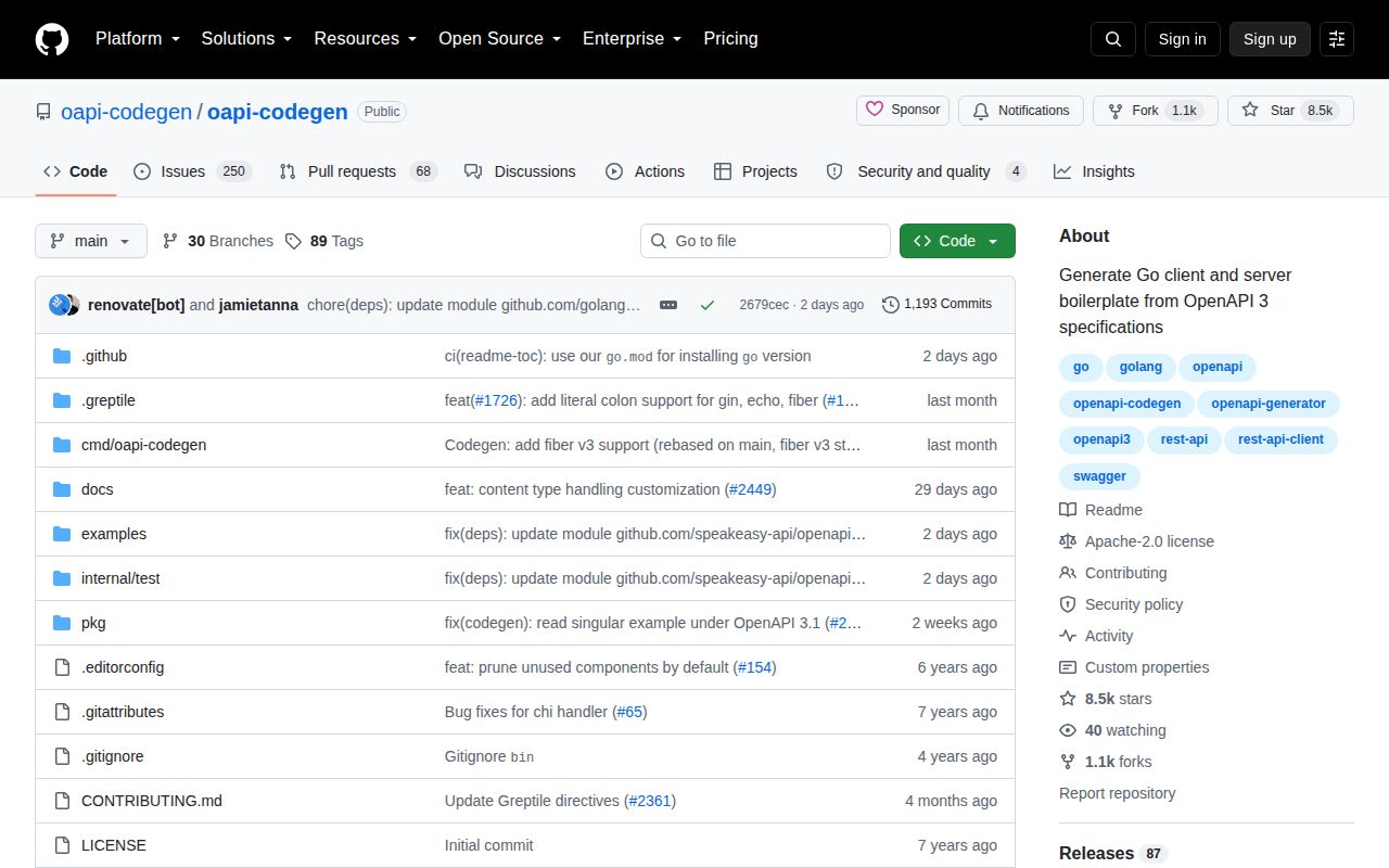 Screenshot of oapi-codegen (github.com/oapi-codegen/oapi-codegen)