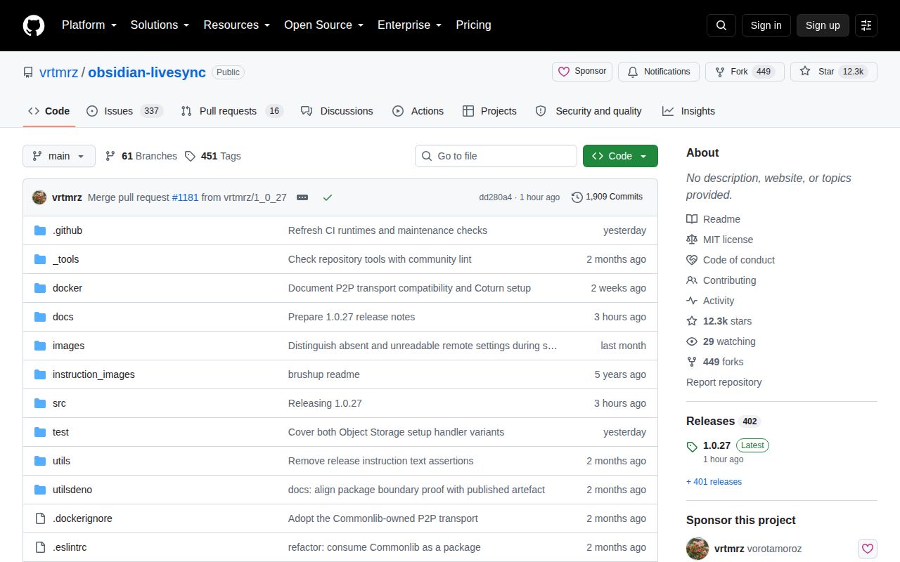 Screenshot of obsidian-livesync (github.com/vrtmrz/obsidian-livesync)