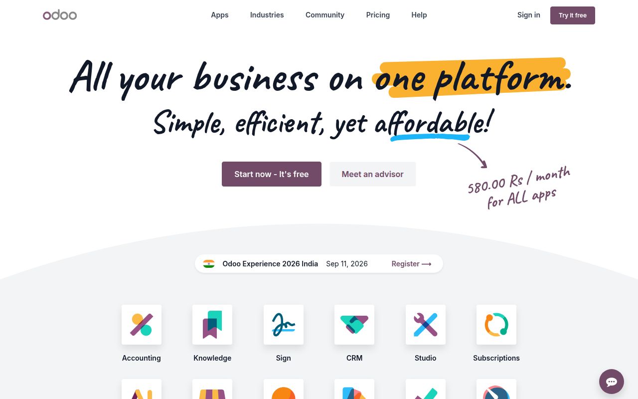Screenshot of odoo (www.odoo.com)