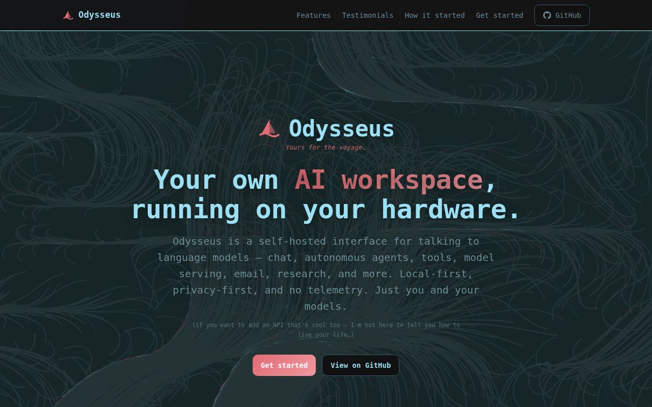 Screenshot of odysseus (odysseus-dev.github.io/odysseus)