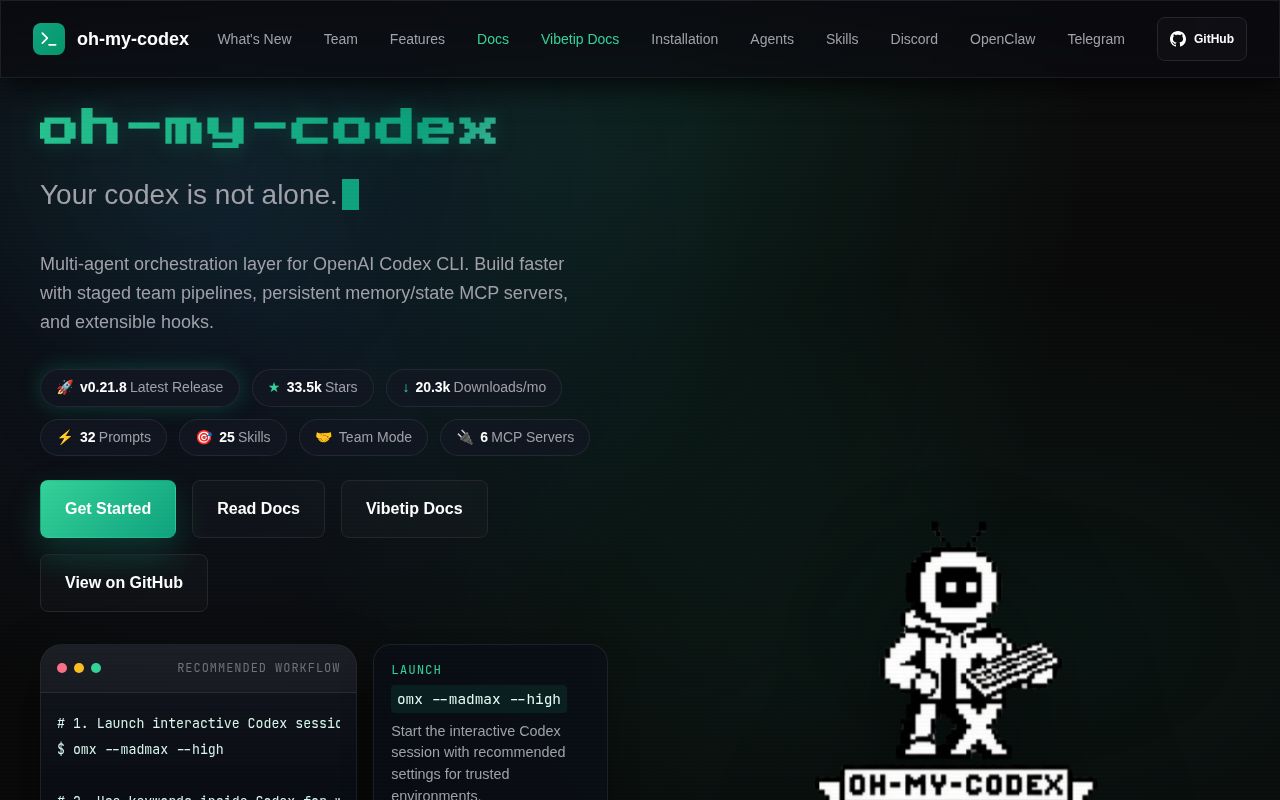 Screenshot of oh-my-codex (oh-my-codex.dev)