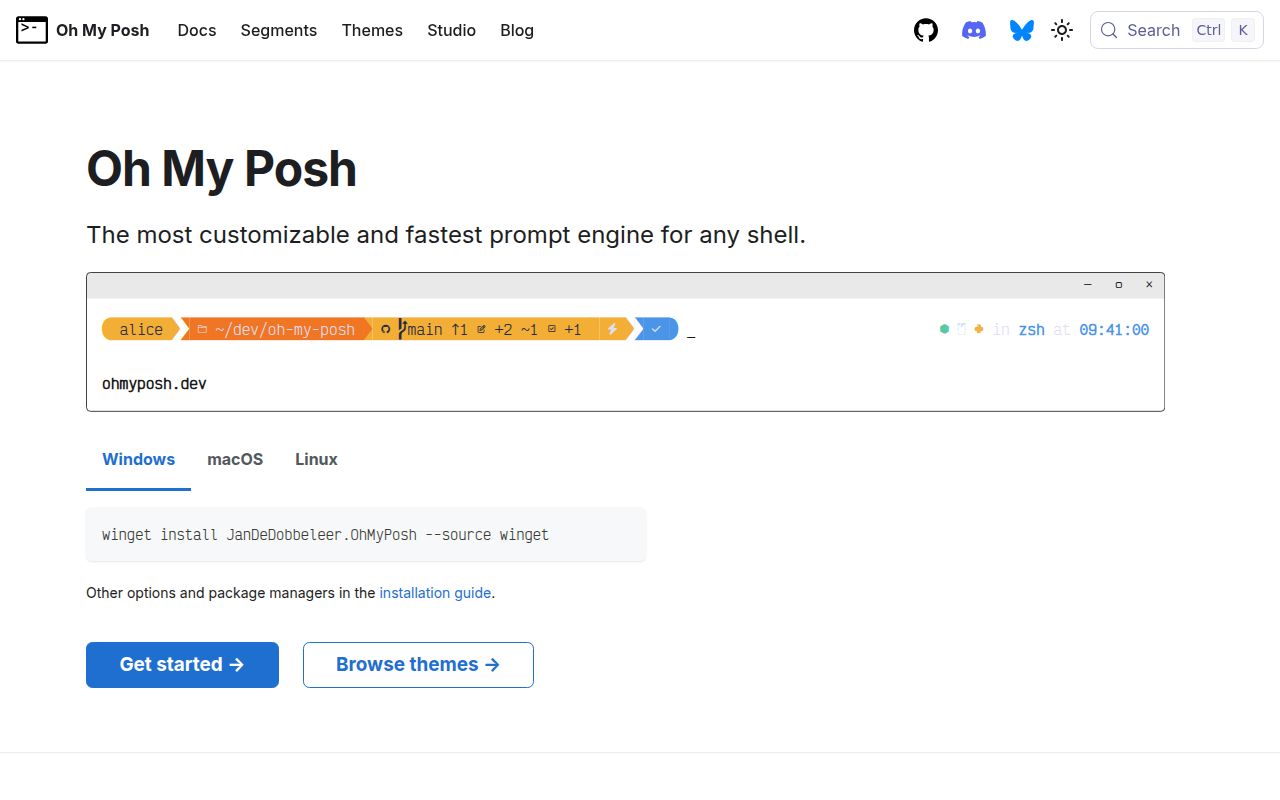 Screenshot of oh-my-posh (ohmyposh.dev)