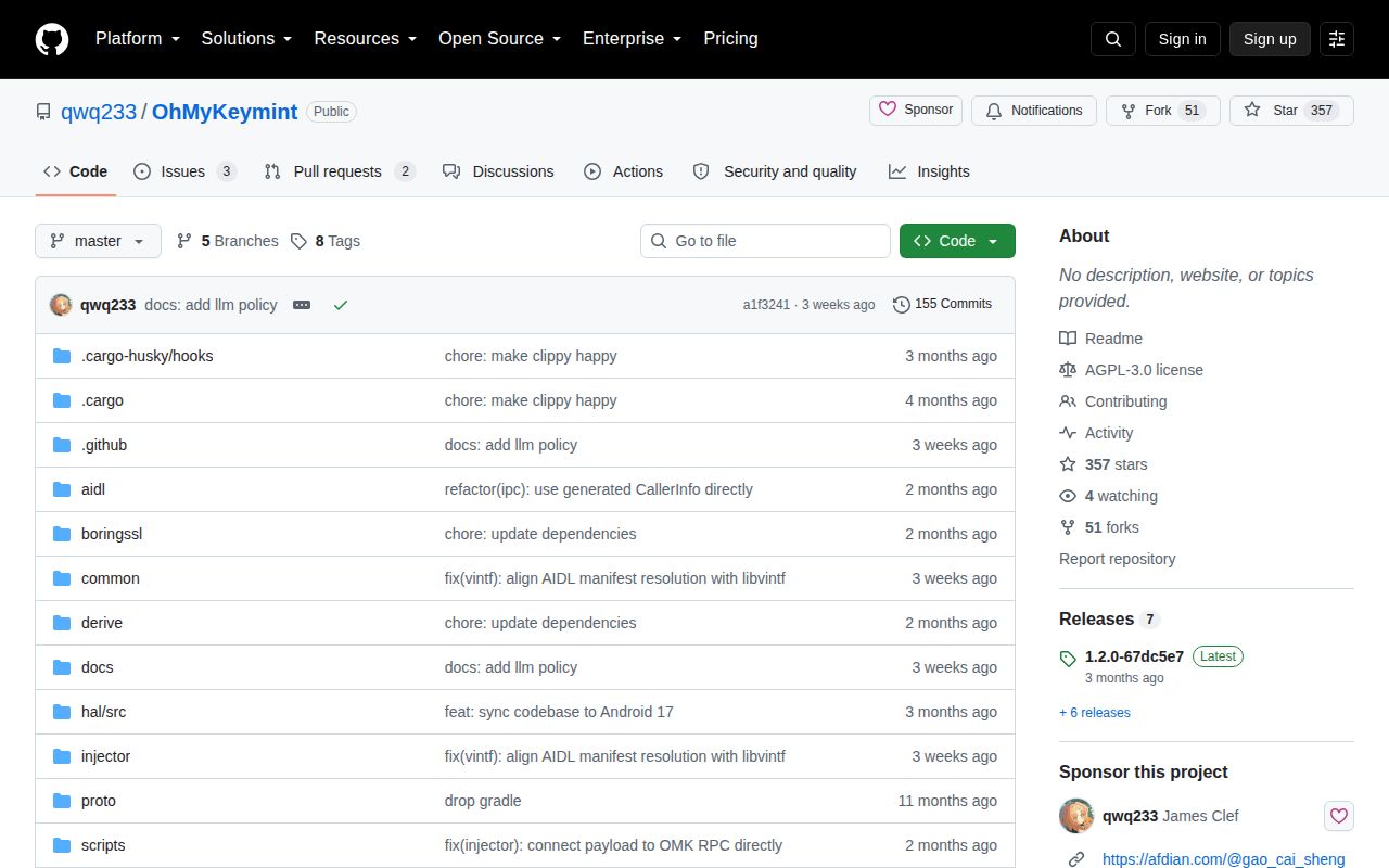 Screenshot of OhMyKeymint (github.com/qwq233/OhMyKeymint)