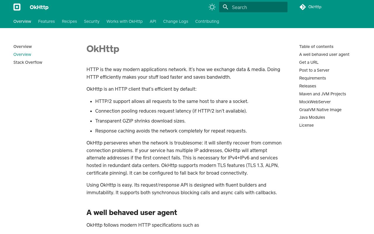 Screenshot of okhttp (lysine.dev/okhttp)
