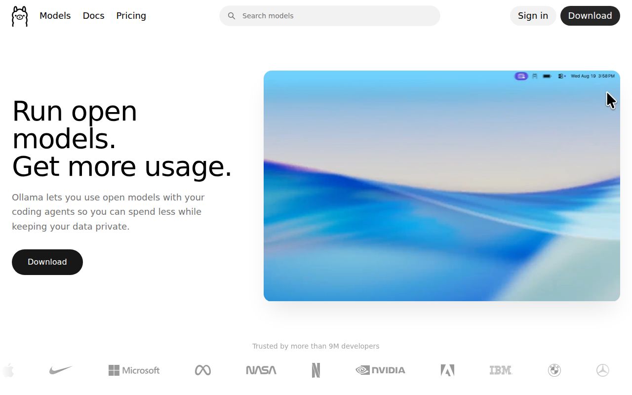Screenshot of ollama (ollama.com)