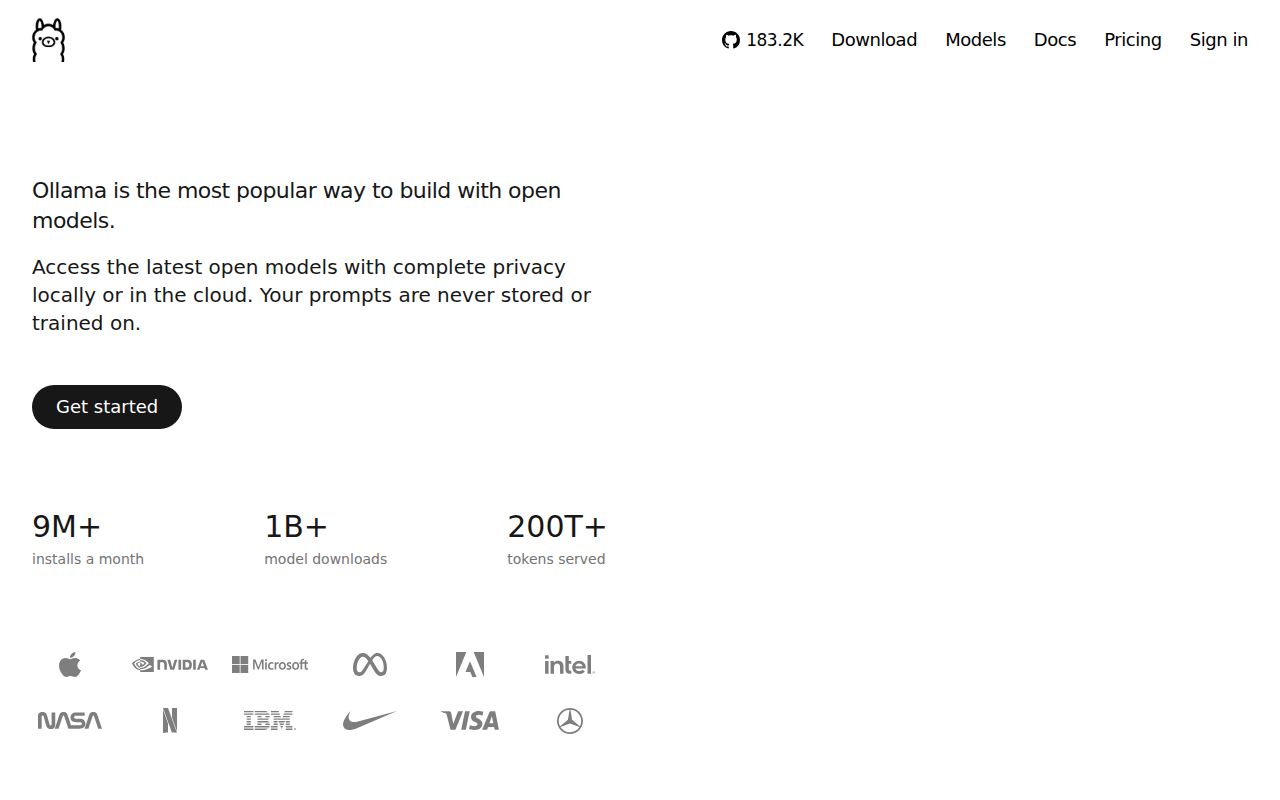 Screenshot of ollama (ollama.com)