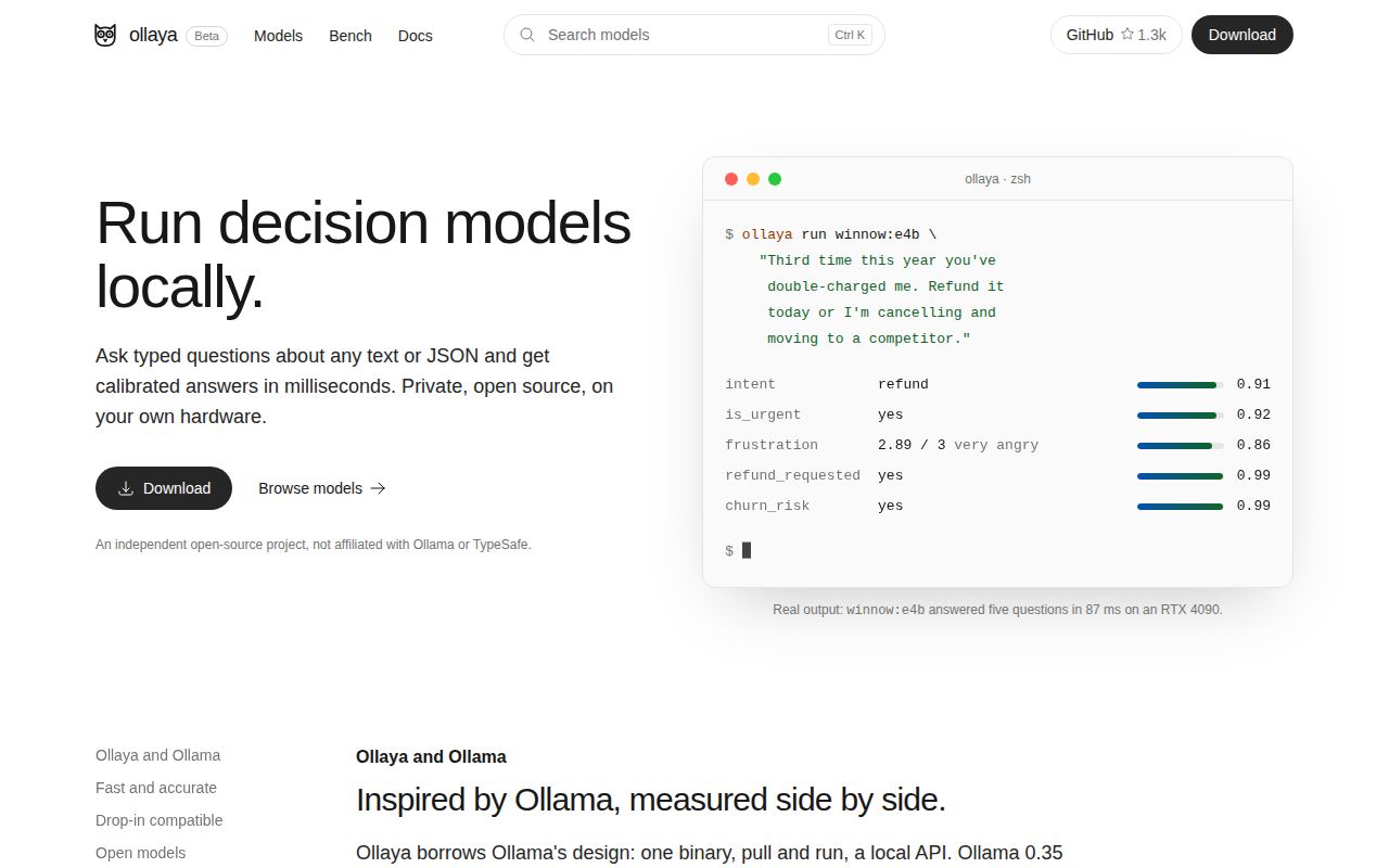 Screenshot of ollaya (ollaya.dev)