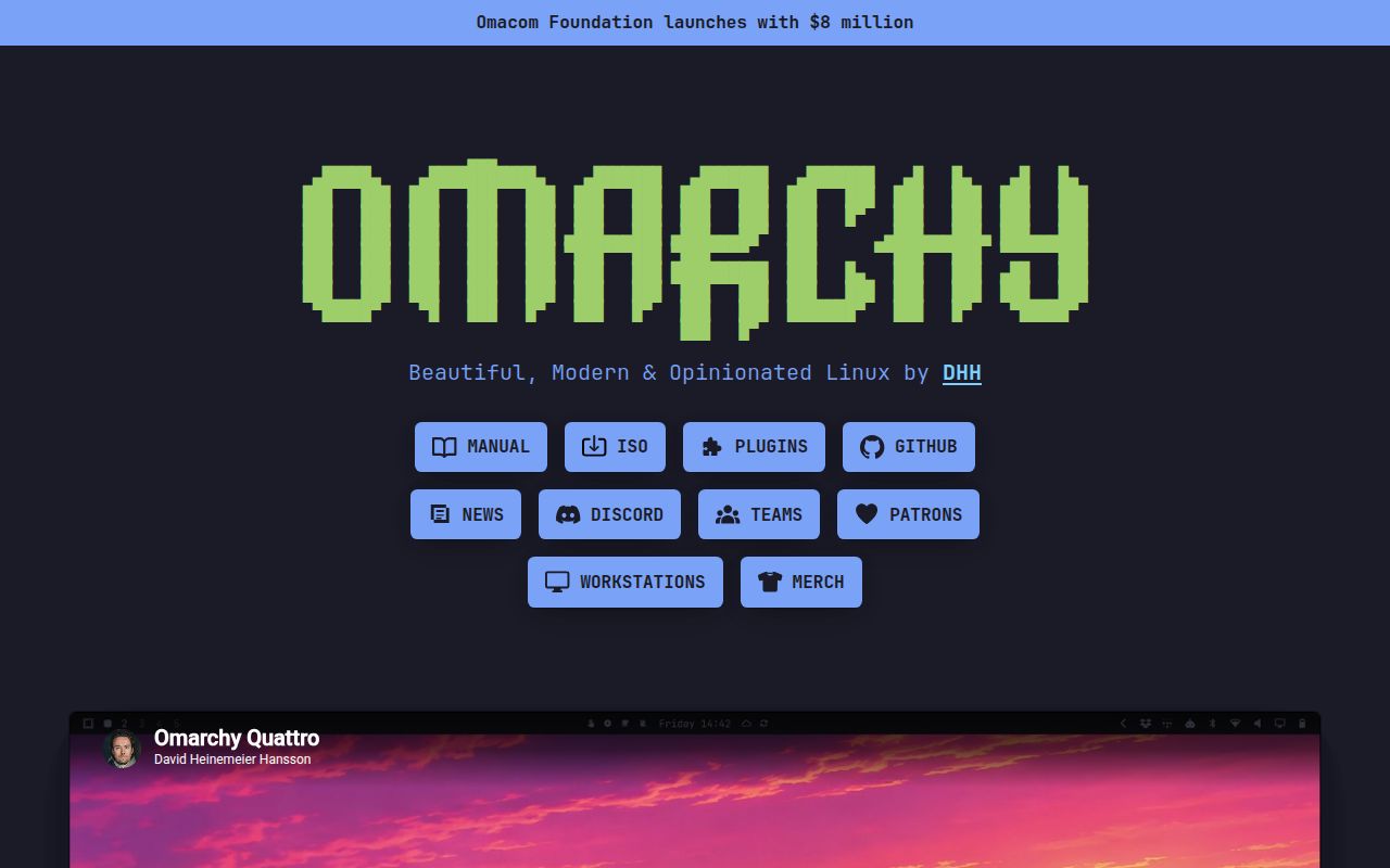 Screenshot of omarchy (omarchy.org)